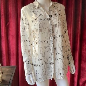 DKNY Button Up Patterned Blouse Size S